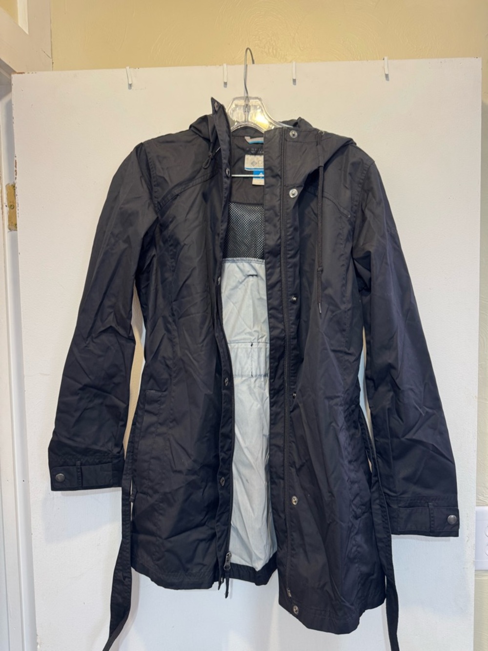 Columbia Black Hooded Trench Coat